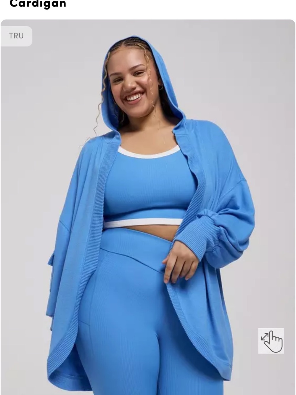 EUC Torrid TRU Blue Hooded Open-Front Cardigan Size 1